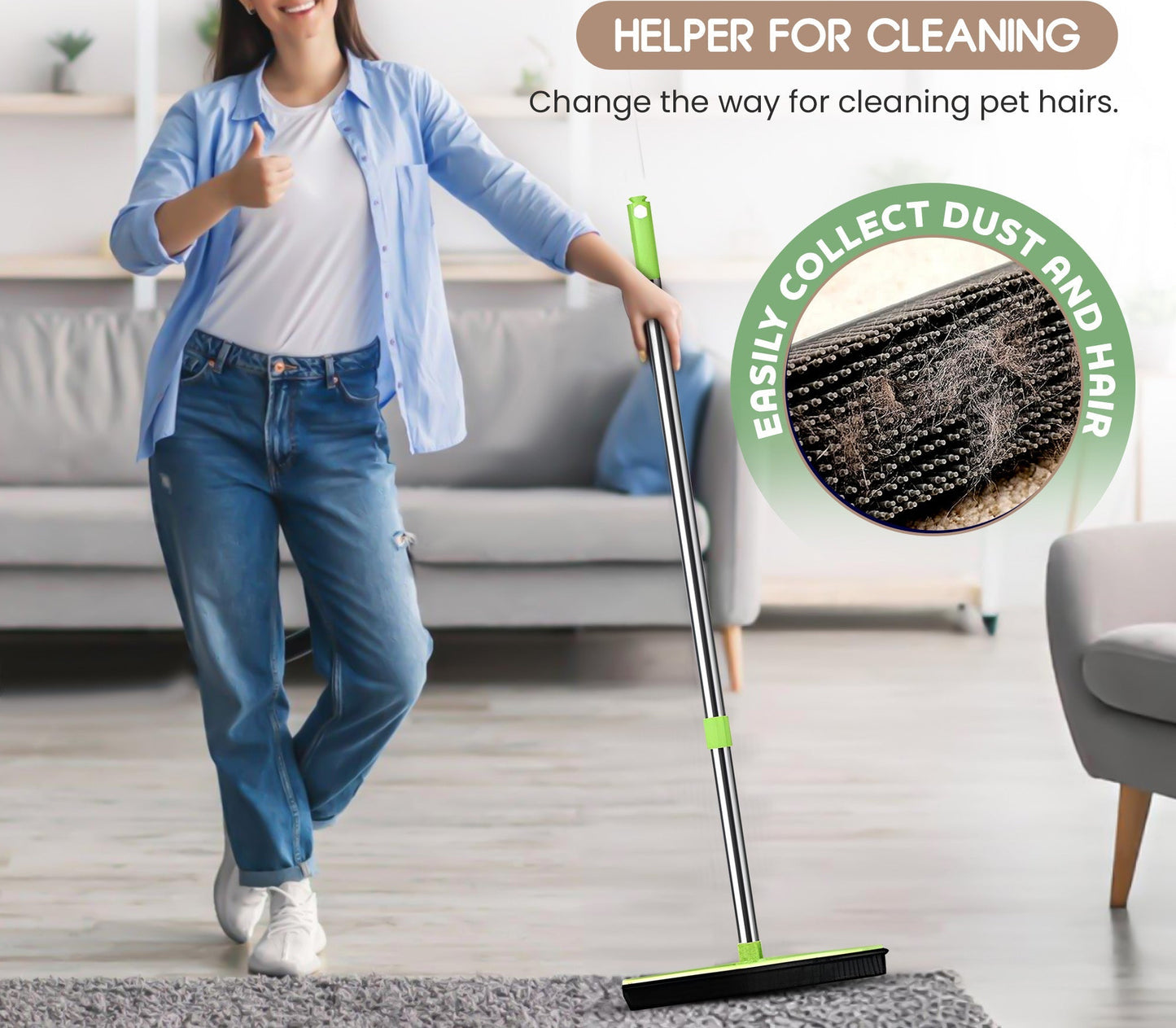 Furpawsco™ Pet Hair Rubber Broom