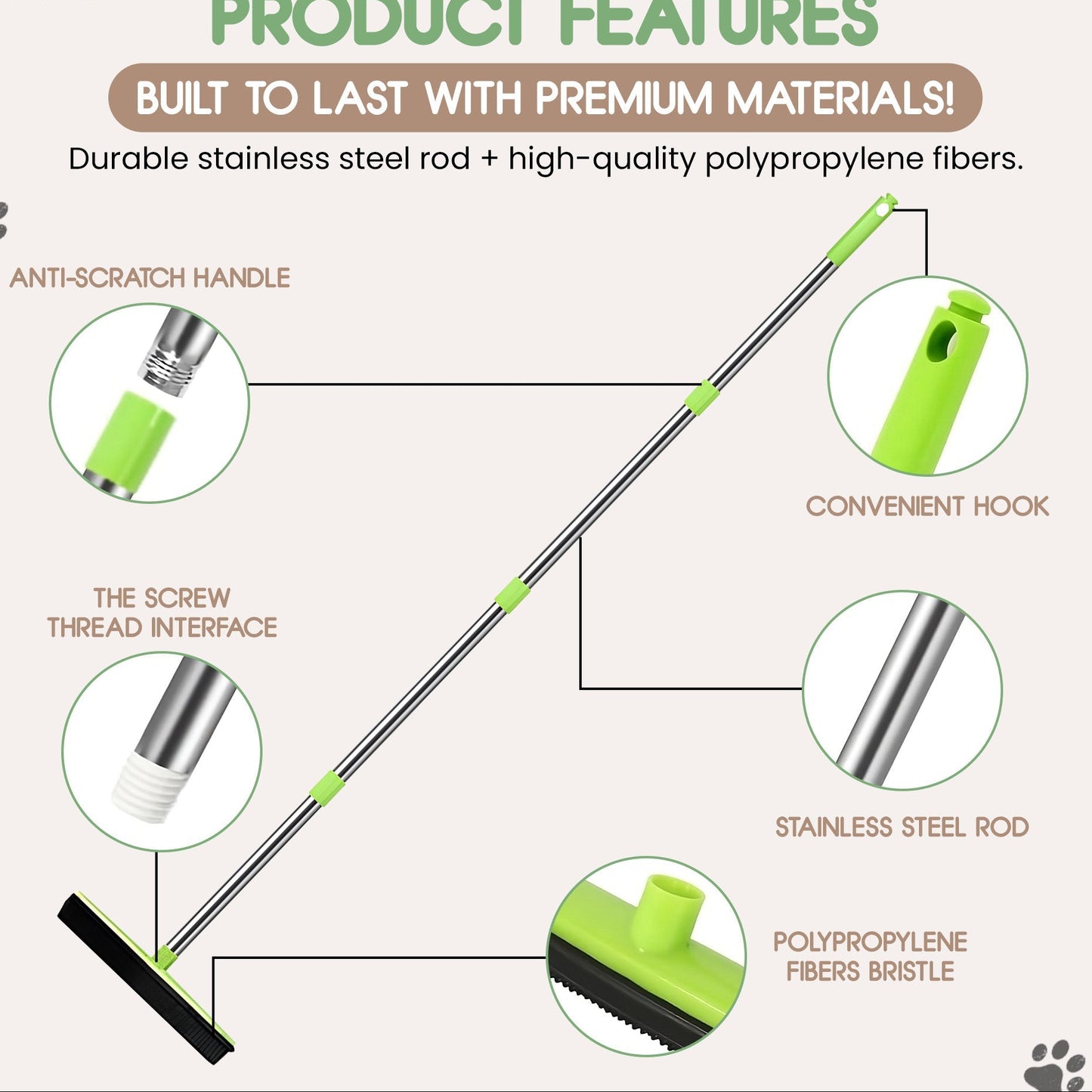 Furpawsco™ Pet Hair Rubber Broom