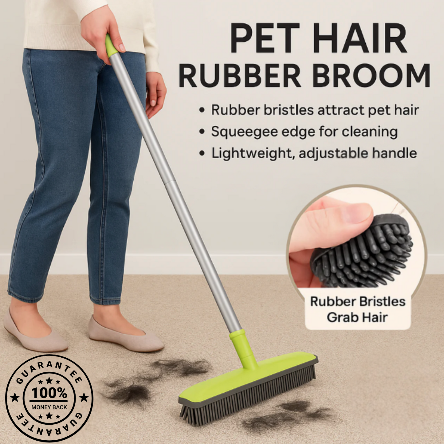 Furpawsco™ Pet Hair Rubber Broom